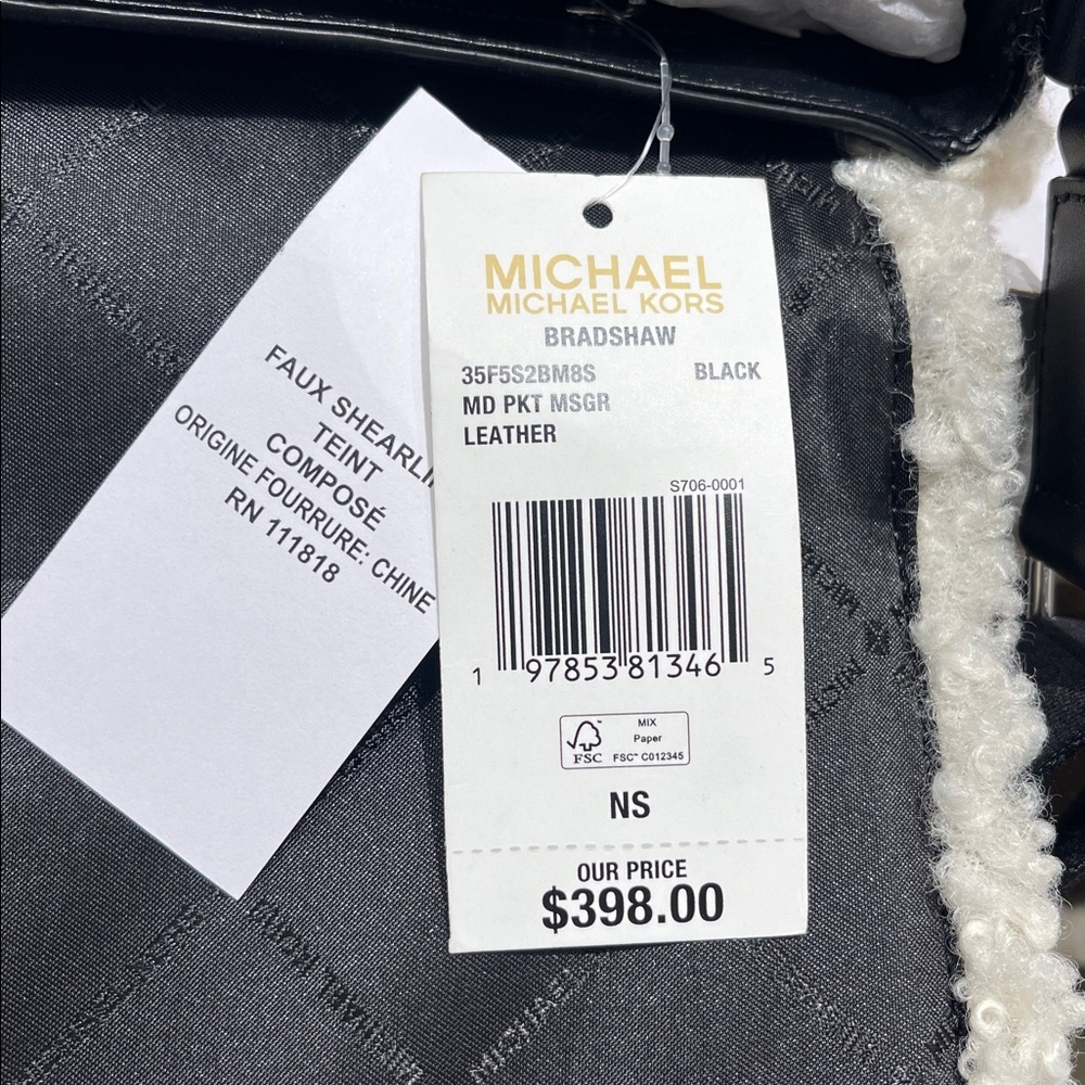 MICHAEL KORS Bradshaw Medium Suede and Faux Shearling Messenger Bag
Black
NWT - Picture 10 of 16